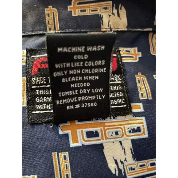 Vintage 90's FUBU‎ Men's 3XL Shirt All Over Print Short Sleeve Button Up Graphic - Picture 7 of 8